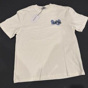 Lanvin Ivory Tee with Navy Emblem